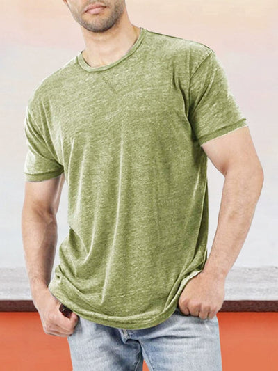 Classic Casual Solid Round Neck T-shirt T-Shirt coofandystore Green S 