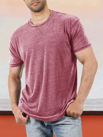 Classic Casual Solid Round Neck T-shirt T-Shirt coofandystore Wine Red S 