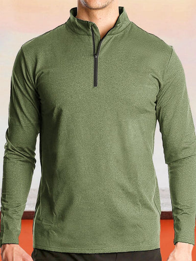 Breathable Quick-drying Half Zipper Sports Top T-Shirt coofandystore Green S 