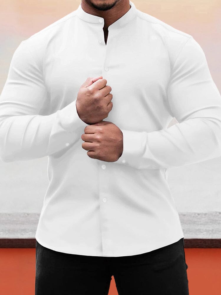 Long Sleeve Button Down Shirt Shirts coofandystore White S 