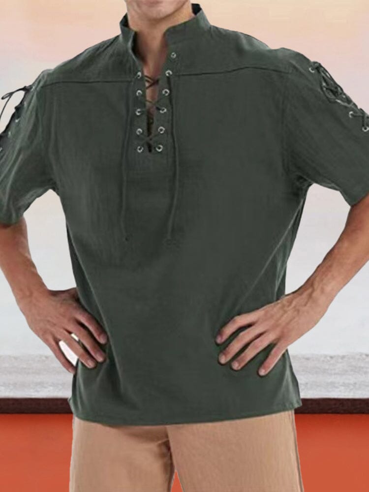 Punk Retro Cotton Linen Shirt Shirts coofandystore Army Green M 