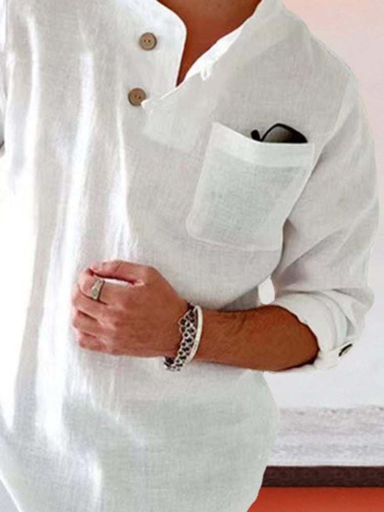 Cotton Linen White Casual Shirt Shirts coofandystore 