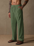 Casual Loose Fit Cotton Linen Straight Pants Pants coofandystore Army Green S 