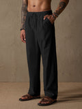 Casual Loose Fit Cotton Linen Straight Pants Pants coofandystore Black S 
