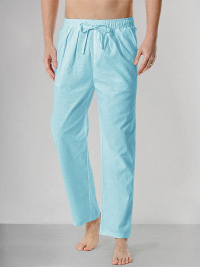 Casual Cotton Linen Pants Pants coofandystore Light Blue S 