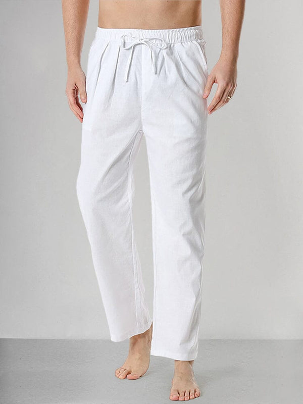 Casual Cotton Linen Pants Pants coofandystore White S 
