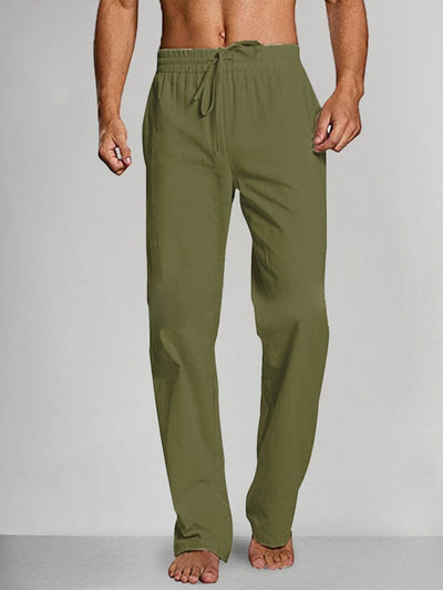 Cozy Lace Up Waist Cotton Linen Pants Pants coofandystore Army Green M 