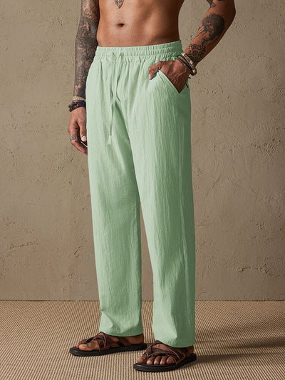 Cozy Drawstring Cotton Linen Straight Pants Pants coofandystore Light Green M 
