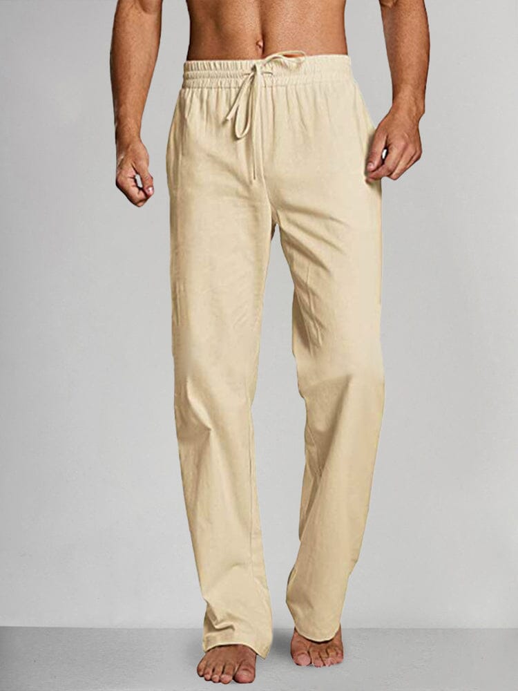 Cozy Lace Up Waist Cotton Linen Pants Pants coofandystore Sand Grey M 