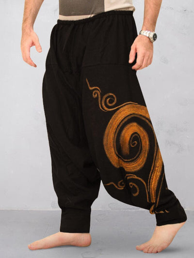 Casual Printed Harem Pants Pants coofandystore Black M 