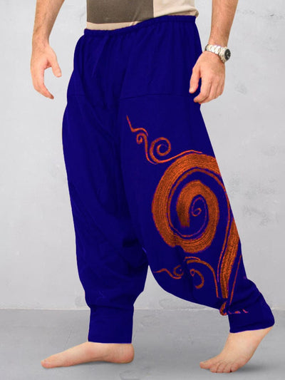 Casual Printed Harem Pants Pants coofandystore Blue M 