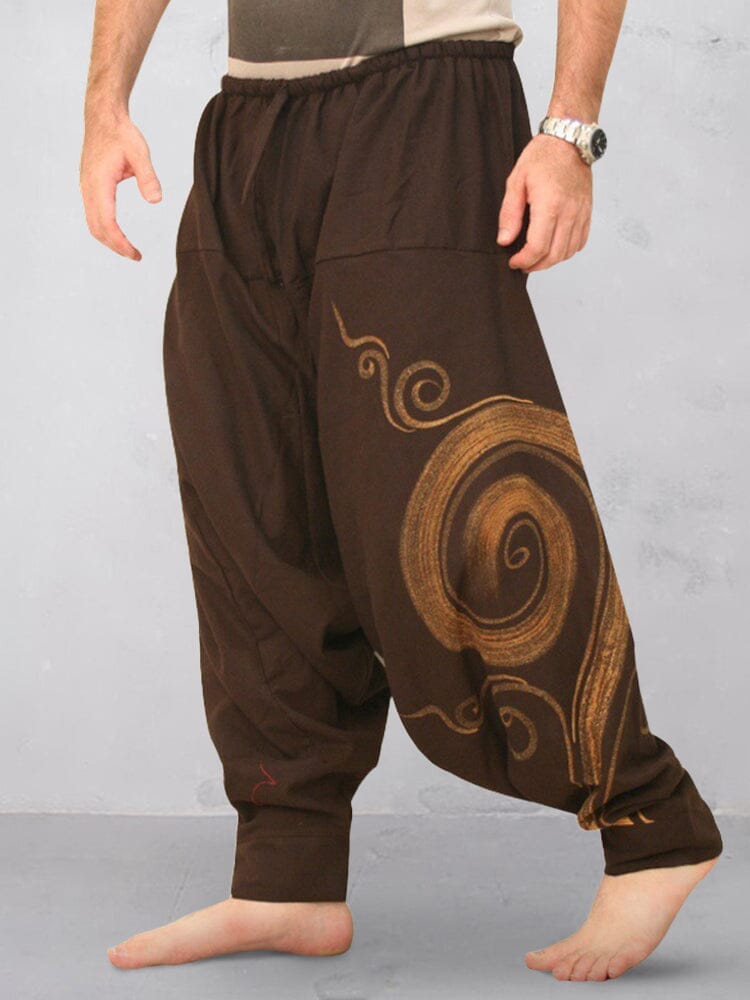 Casual Printed Harem Pants Pants coofandystore Brown M 