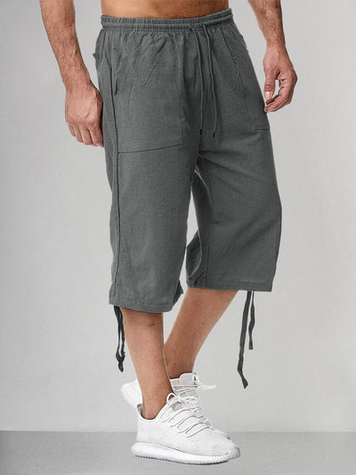 Cotton Linen Style Casual Shorts Pants coofandystore Dark Grey M 