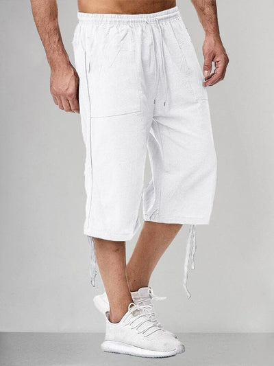 Cotton Linen Style Casual Shorts Pants coofandystore White M 