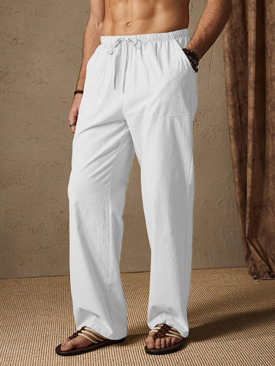 Cotton Linen Style Casual Pants Pants coofandystore White S 