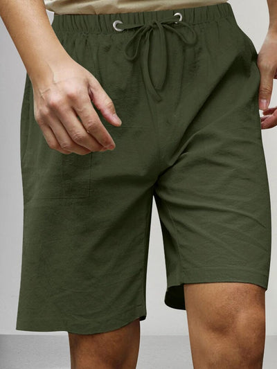 Cotton Linen Style Beach Casual Shorts Shorts coofandystore Army Green S 