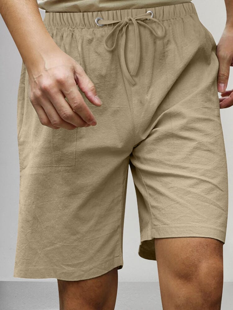 Cotton Linen Style Beach Casual Shorts Shorts coofandystore Khaki S 