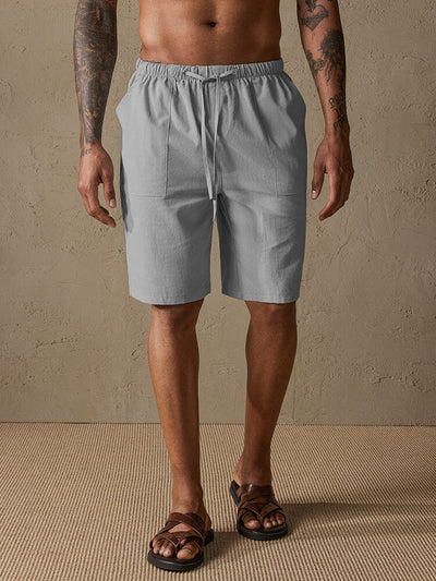 Cotton Linen Beach Drawstring Casual Shorts Shorts coofandystore Light Grey S 