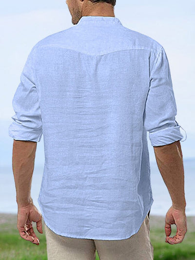 Solid Color Stand-up Collar Beach Casual Shirt Shirts coofandystore 