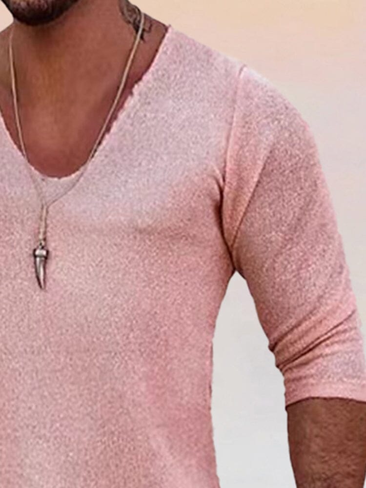 V-neck Long-sleeved Knit T-Shirt T-Shirt coofandystore 