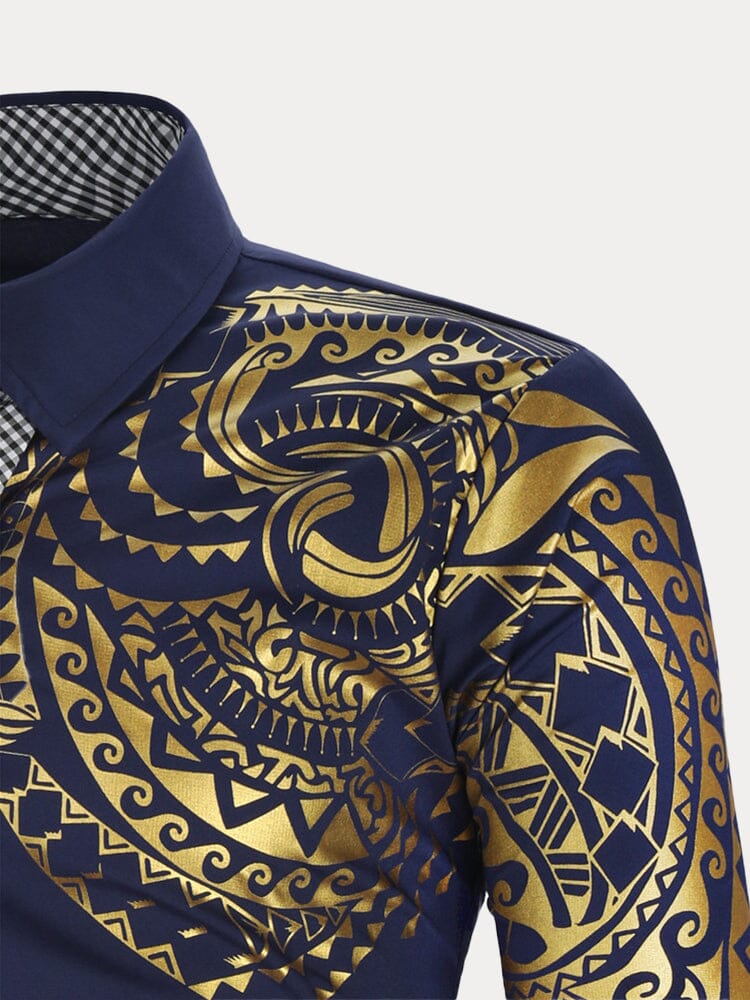 Stamping Totem Print Long-sleeved Shirt Shirts coofandystore 