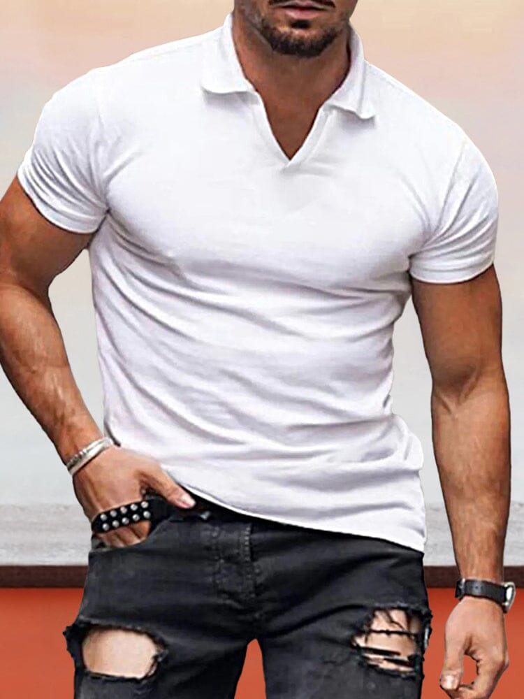 Solid Cozy Slim Polo T-shirt T-Shirt coofandystore White M 