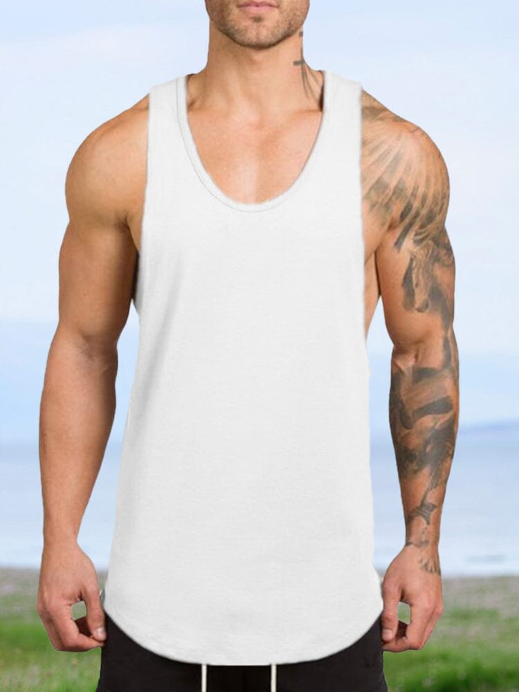 Solid Sport Basic Tank Top Tank Tops coofandystore White M 