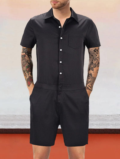 Cozy Button Short Jumpsuit with Pocket Jumpsuit coofandystore Black M 
