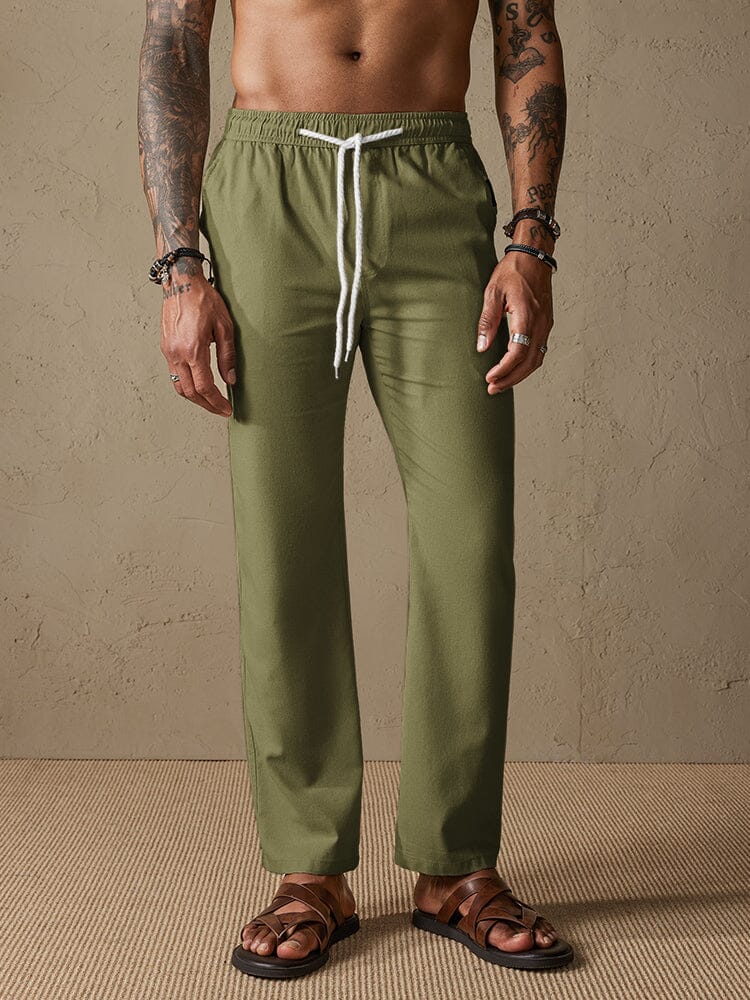 Casual Cotton Linen Cozy Drawstring Pants Pants coofandystore Army Green M 