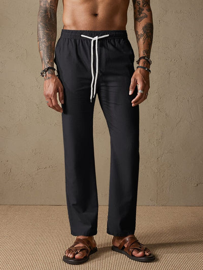 Casual Cotton Linen Cozy Drawstring Pants Pants coofandystore Black M 