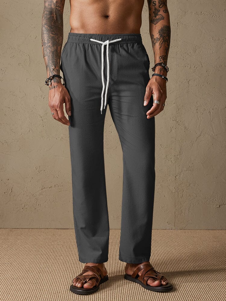 Casual Cotton Linen Cozy Drawstring Pants Pants coofandystore Dark Grey M 