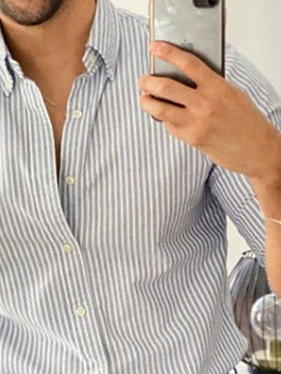 Classic Slim Button Stripe Shirt Shirts coofandystore 
