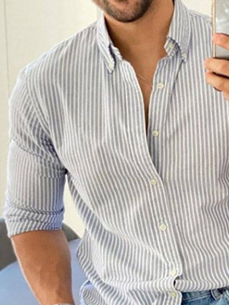 Classic Slim Button Stripe Shirt Shirts coofandystore 