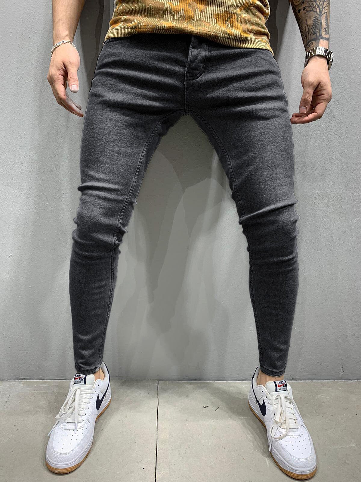 Classic Fashion Stretch Slim Fit Jeans Pants coofandystore Black S 