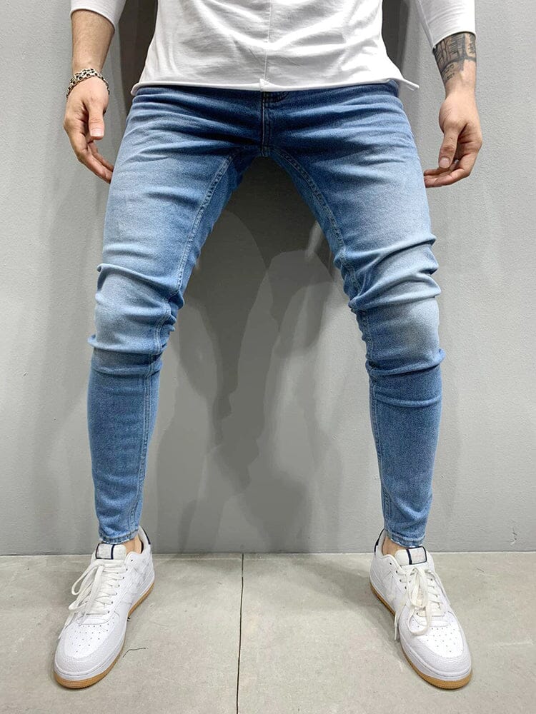 Classic Fashion Stretch Slim Fit Jeans Pants coofandystore Clear Blue S 