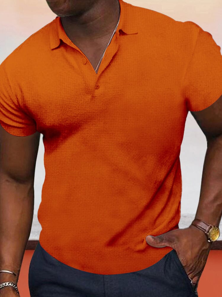 Classic Solid Short Sleeves Polo Shirt Polos coofandystore Orange S 