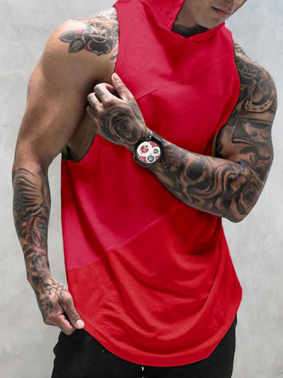 Hooded Gym Tank Top Tank Tops coofandystore Red M 
