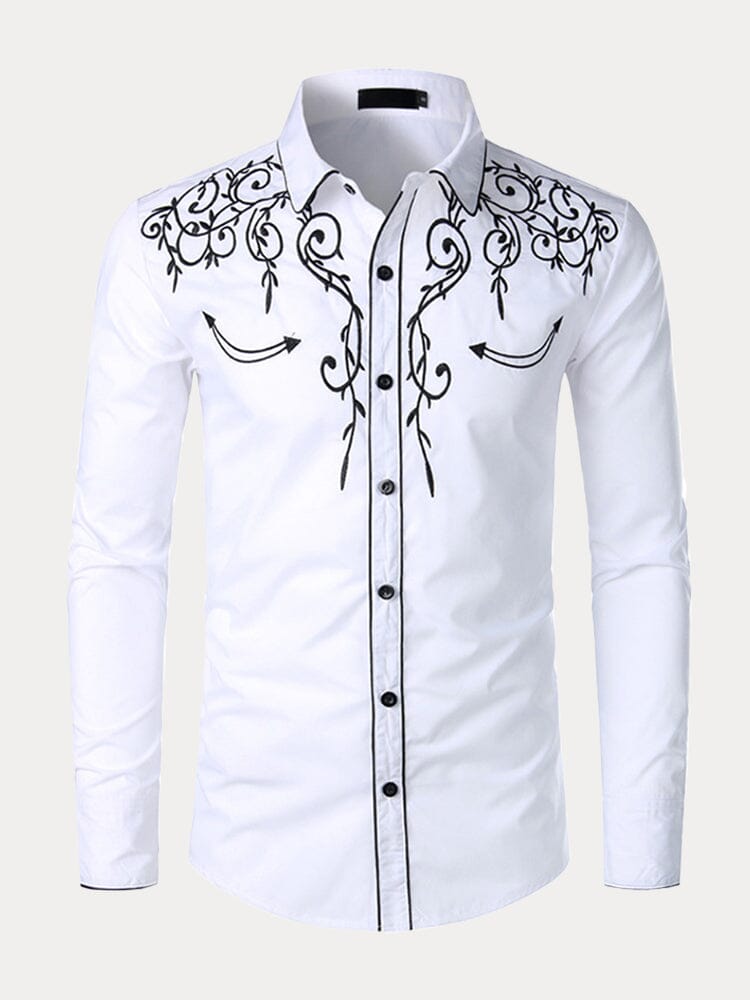 Embroidered Button Down Shirt Button-Down Shirts coofandystore White S 