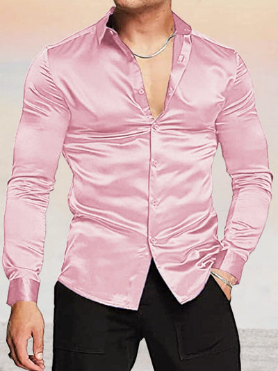 Long Sleeve Dress Shirt Shirts & Polos coofandystore Pink S 