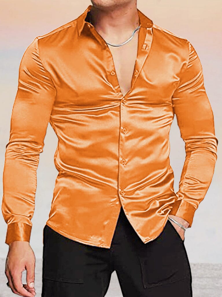 Long Sleeve Dress Shirt Shirts & Polos coofandystore Orange S 