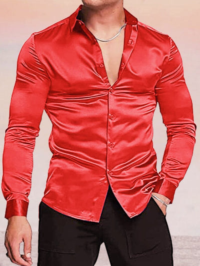 Long Sleeve Dress Shirt Shirts & Polos coofandystore Red S 