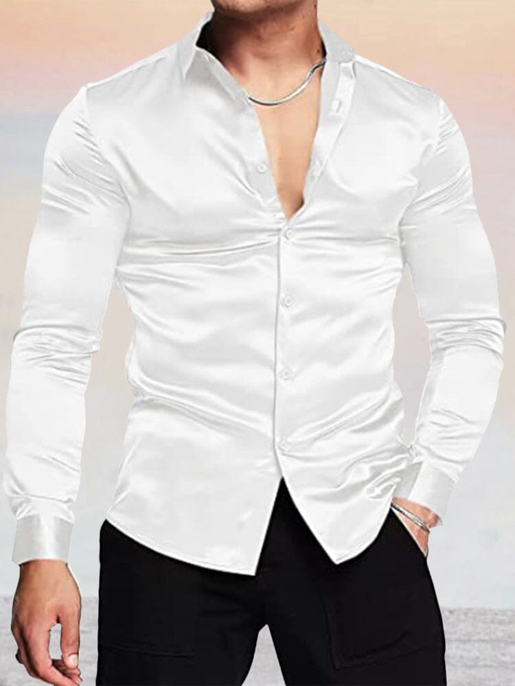 Long Sleeve Dress Shirt Shirts & Polos coofandystore White S 
