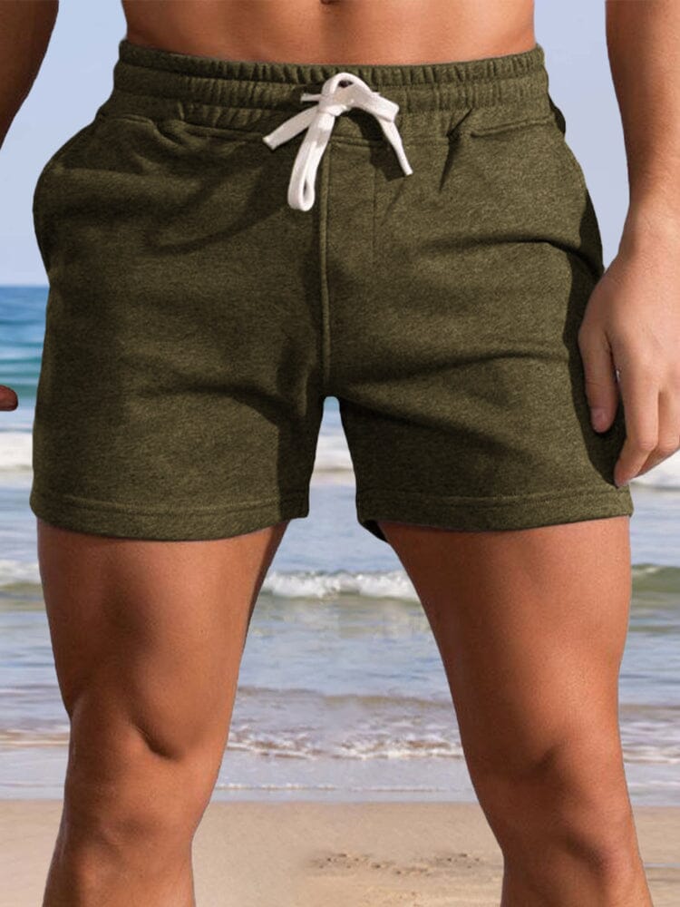 Casual Solid Color Beach Shorts Shorts coofandystore Army Green S 
