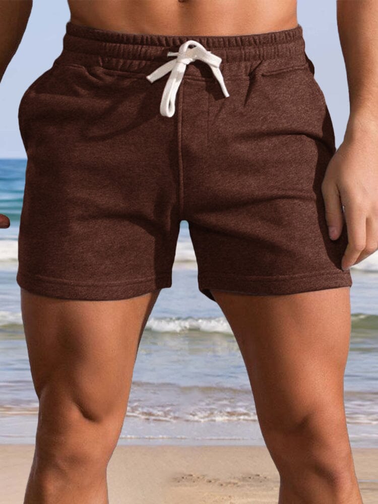 Casual Solid Color Beach Shorts Shorts coofandystore Brown S 