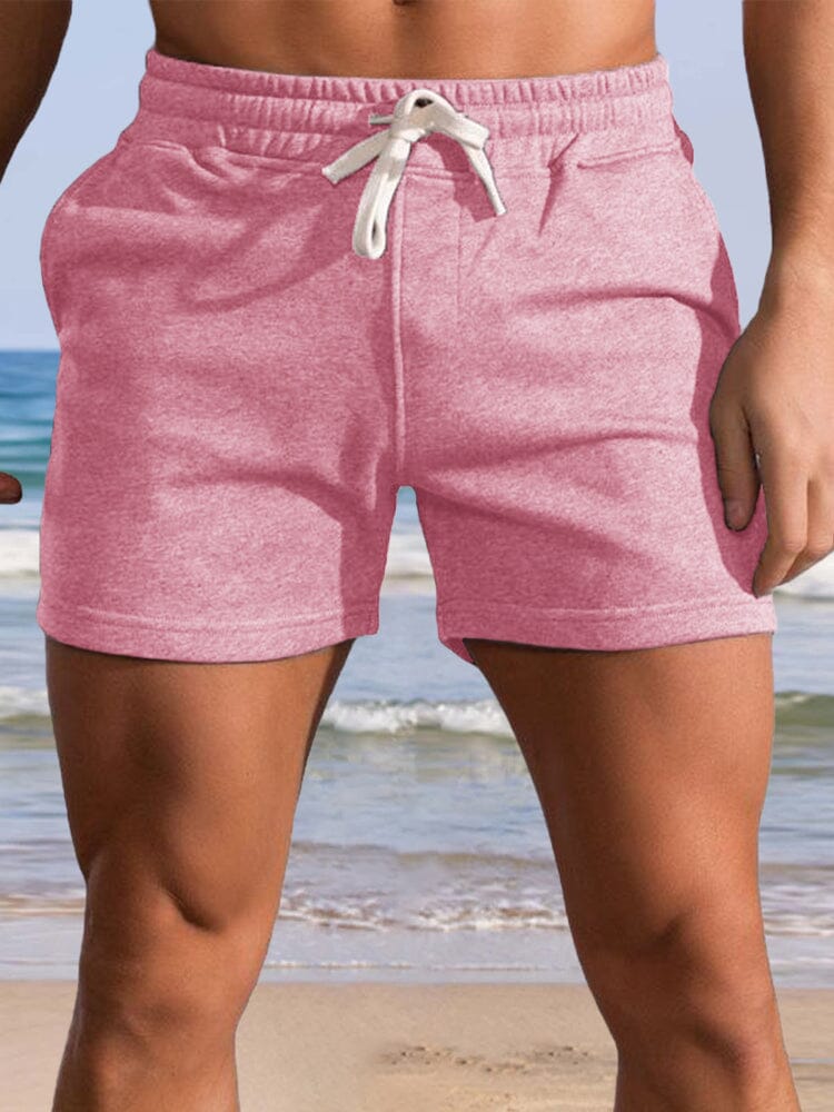 Casual Solid Color Beach Shorts Shorts coofandystore Pink S 