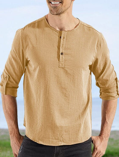Cozy Solid Cotton Linen Button Shirt Shirts coofandystore Khaki S 