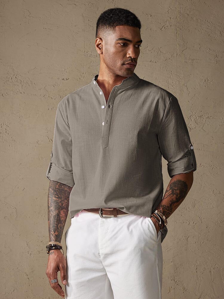 Cotton Long Sleeve Shirt Shirts & Polos coofandystore Army Green M 