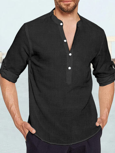 Cotton Shirt With Buttons Shirts & Polos coofandystore Black M 