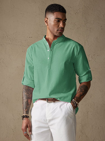 Cotton Long Sleeve Shirt Shirts & Polos coofandystore Green M 
