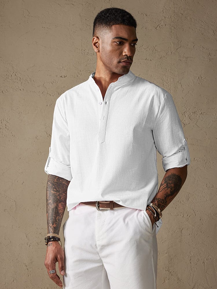 Cotton Long Sleeve Shirt Shirts & Polos coofandystore White M 